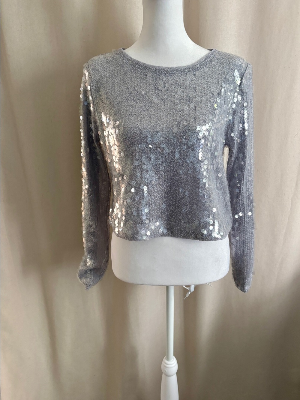 Dynamite Sequin Long Sleeve Shirt — Size XS
